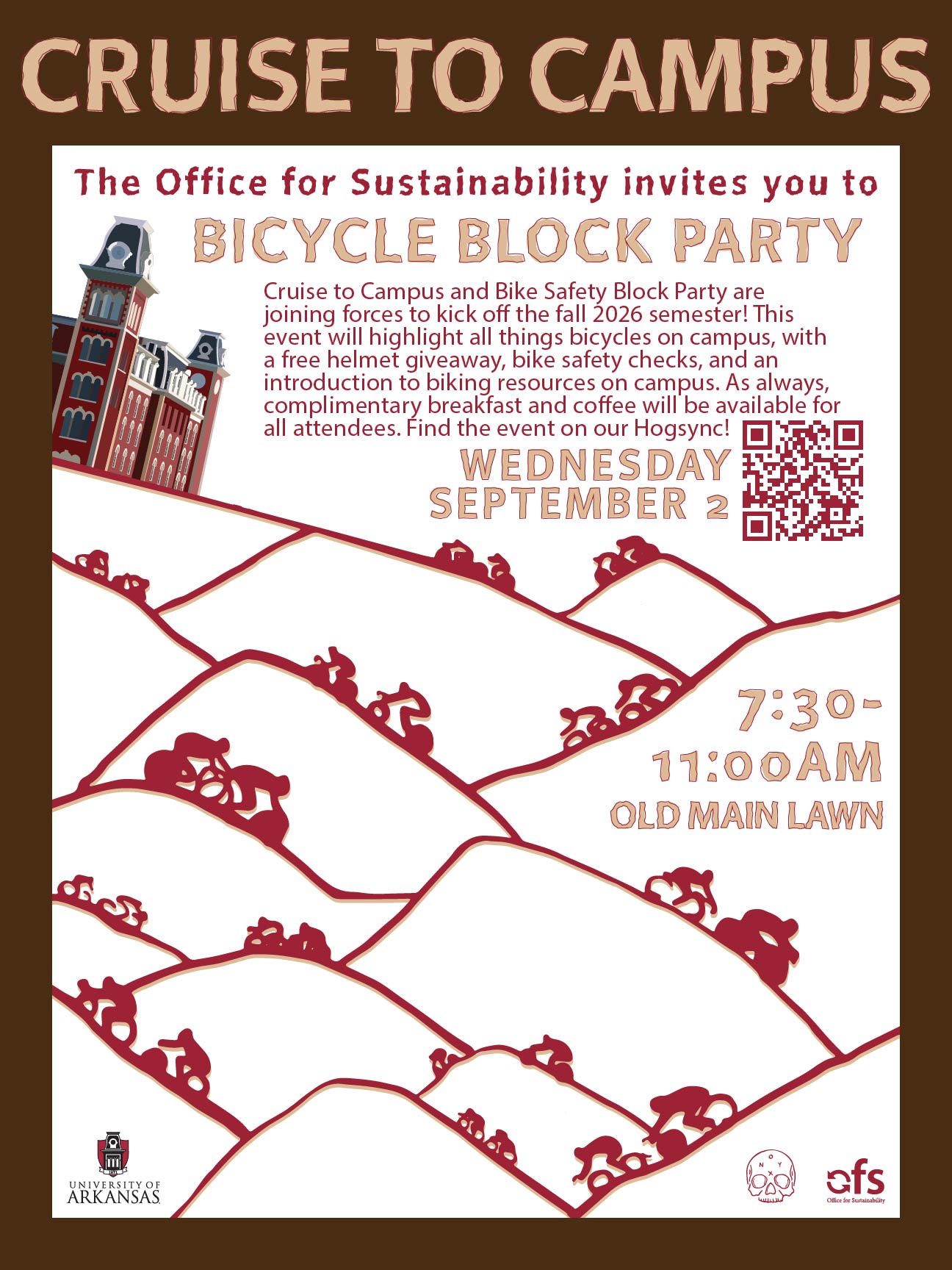 Bicycle Block Party on Old Main Lawn Spetember 2 from 7:30-11:00am