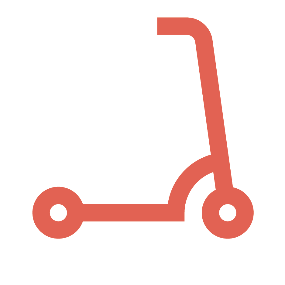 An orange icon of a scooter.