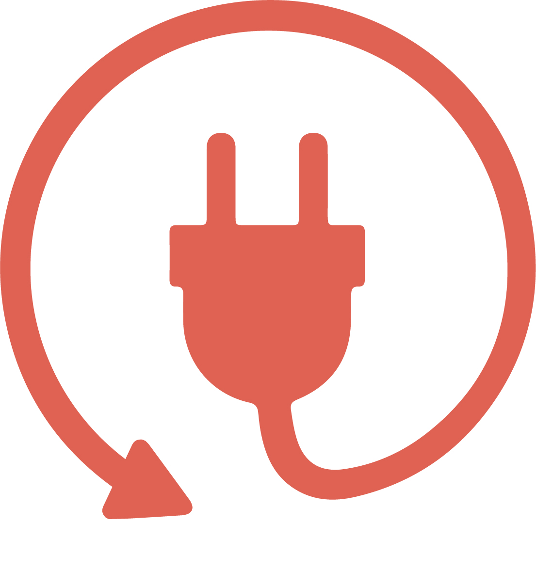 An orange icon of a charging cord.