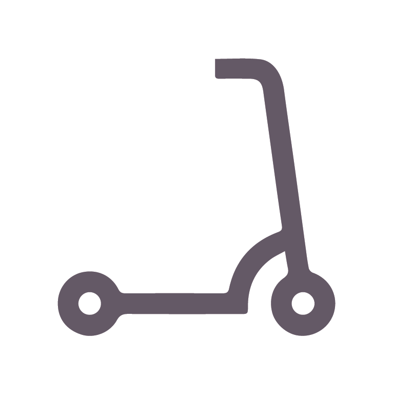 An orange icon of a scooter.